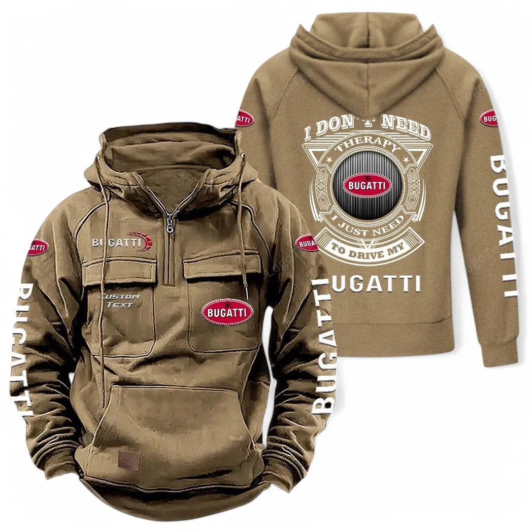 Bugatti Tactical Quarter Zip Hoodie CAR106021525047 - Khaki