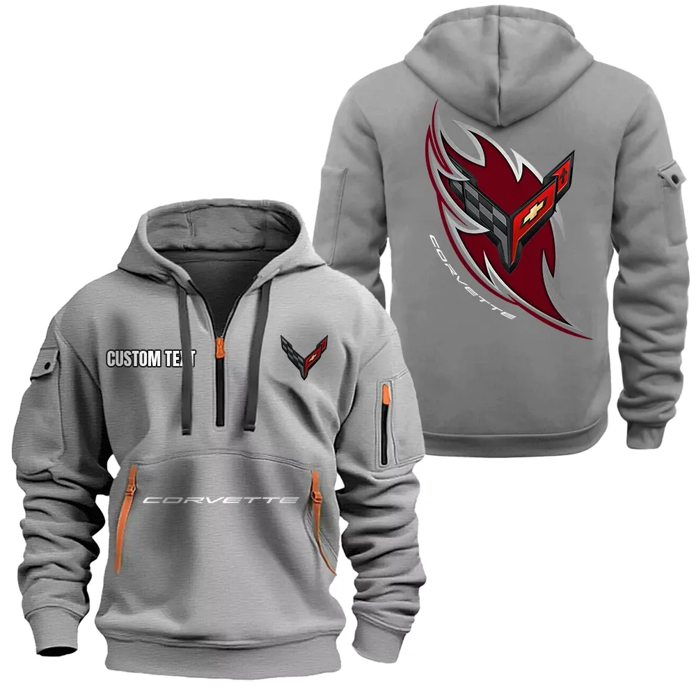c8 corvette Hoodie Reißverschluss CAR1701112043, CAR Kapuzenpullover mit Allover-Druck - Grau