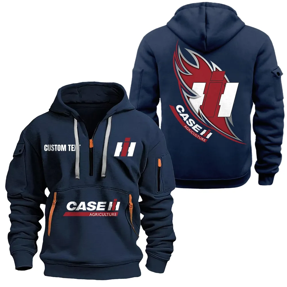 Case IH Hoodie Reißverschluss CAR1701112052, CAR Kapuzenpullover mit Allover-Druck - Marineblau