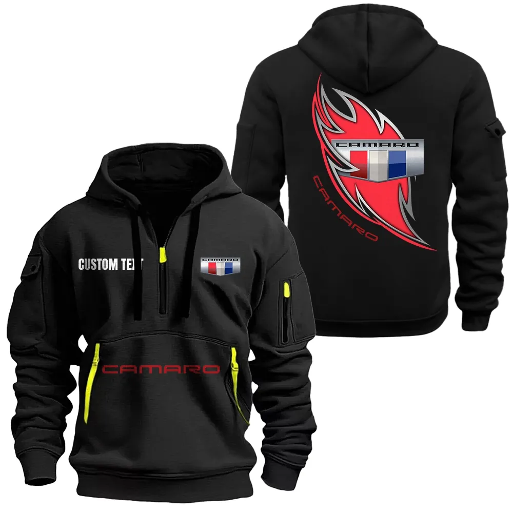 Chevrolet Camaro Hoodie Reißverschluss CAR1701112054, CAR Kapuzenpullover mit Allover-Druck - Schwarz