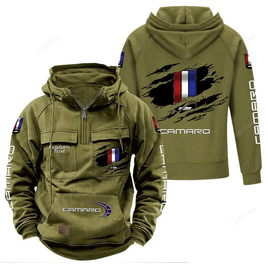 Chevrolet Camaro Hoodie Reißverschluss Taktischer, All-Over-Print-Hoodie Chevrolet Camaro - Olivgrün CAR122021425021-1