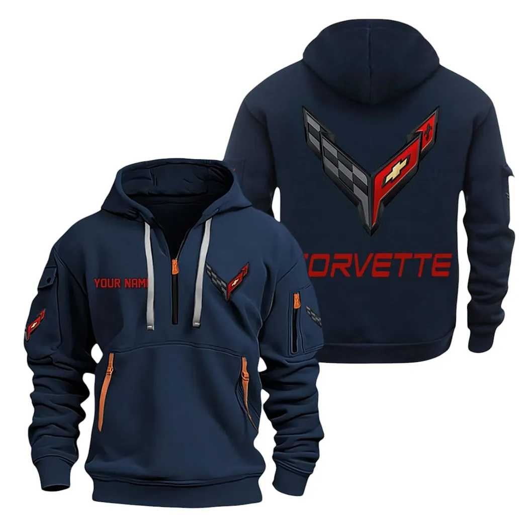Chevrolet Corvette Half Zip Hoodie For Men, Gift For Chevrolet Corvette Lovers CAR20022125677 - Marineblau