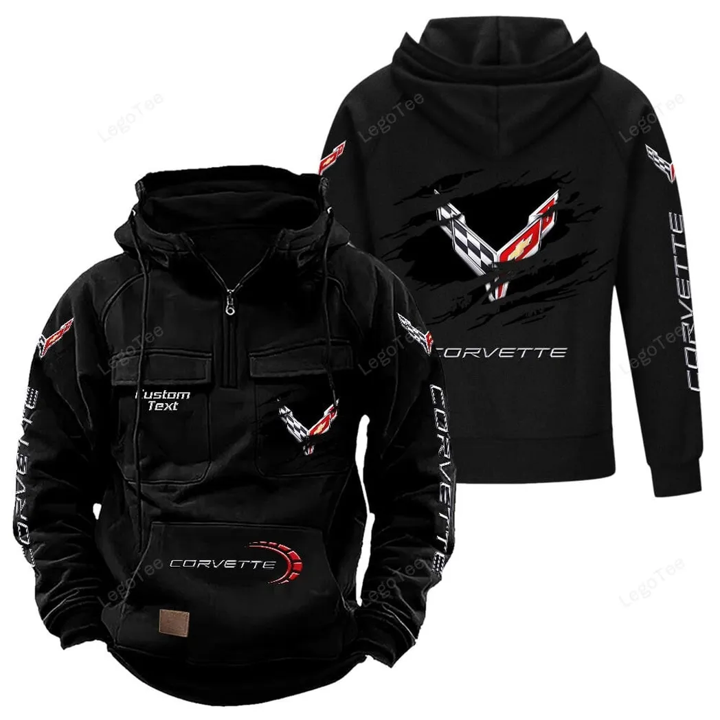 Chevrolet Corvette Hoodie Reißverschluss Taktischer, All-Over-Print-Hoodie Chevrolet Corvette - Schwarz CAR122021425005-2