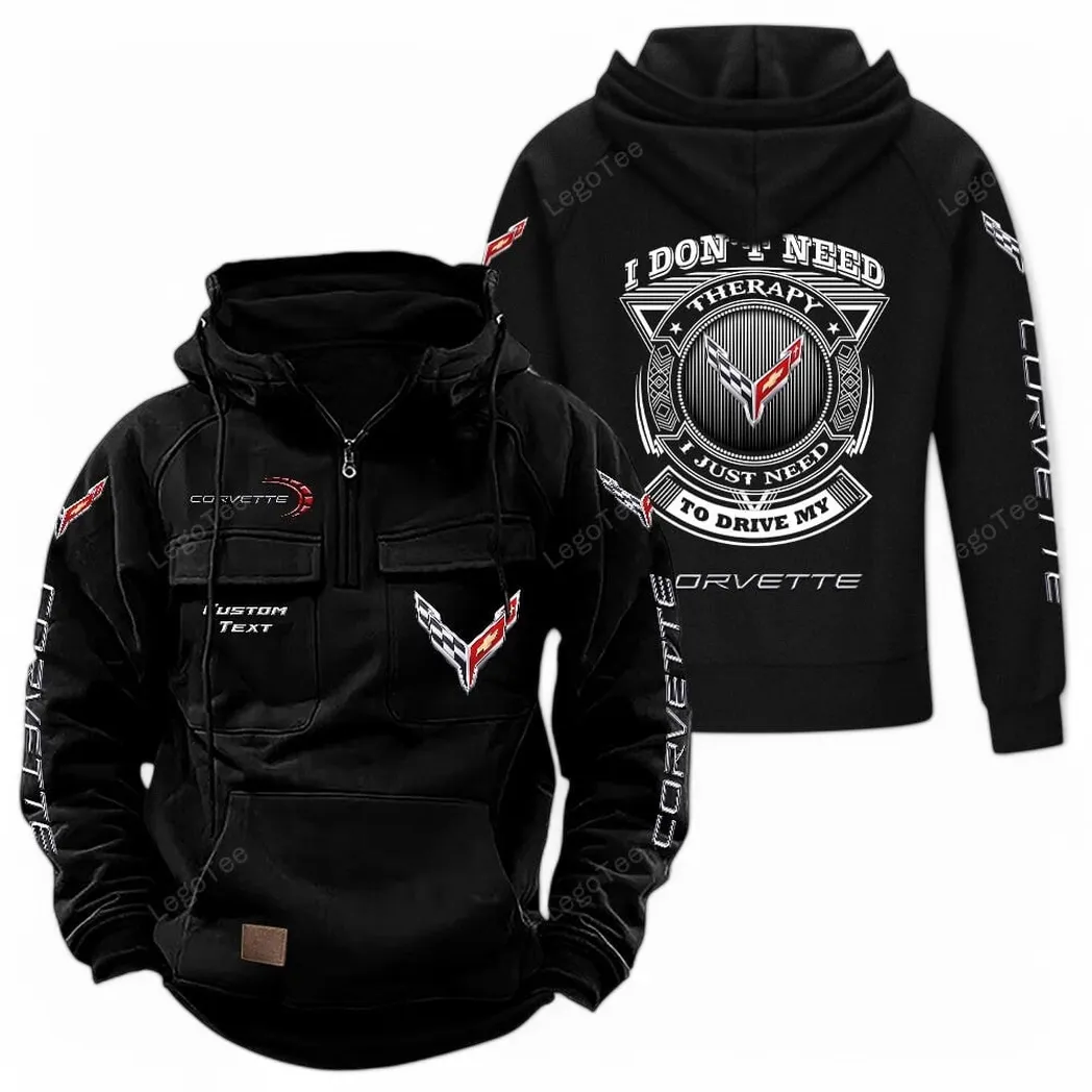 Chevrolet Corvette Tactical Quarter Zip Hoodie CAR106021525055 - Schwarz
