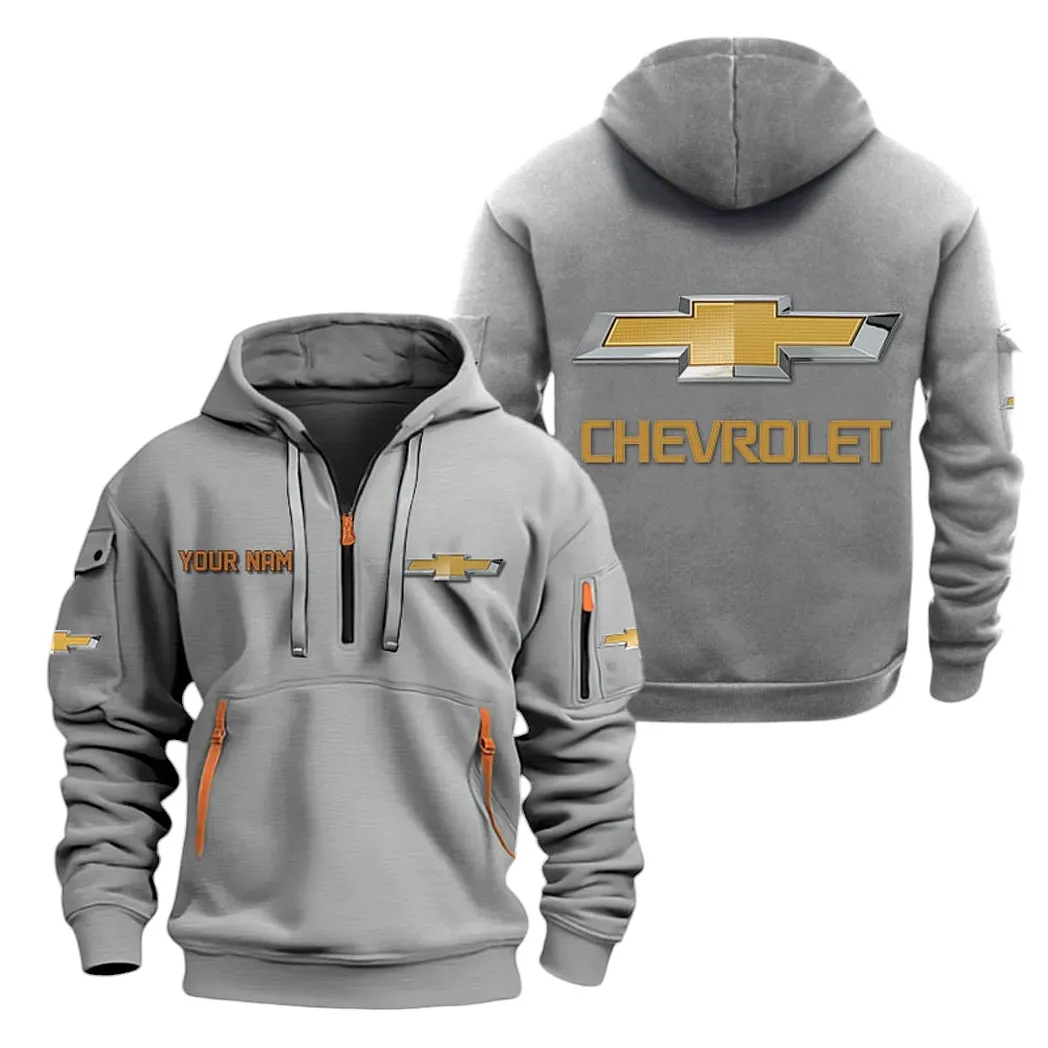 Chevrolet Half Zip Hoodie For Men, Gift For Chevrolet Lovers CAR20022125676 - Grau