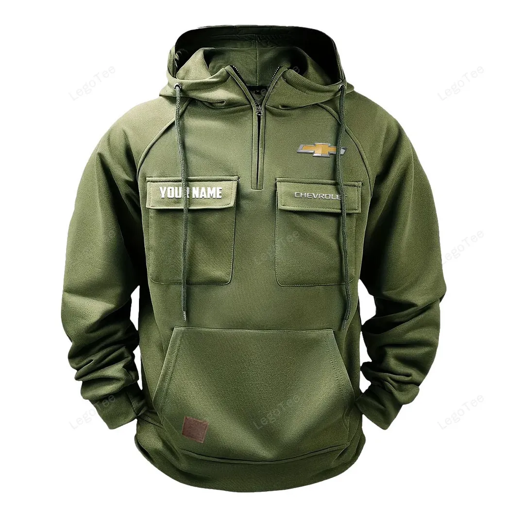 Chevrolet Hoodie Reißverschluss Taktischer, All-Over-Print-Hoodie Chevrolet - Olivgrün CAR109021425343-1