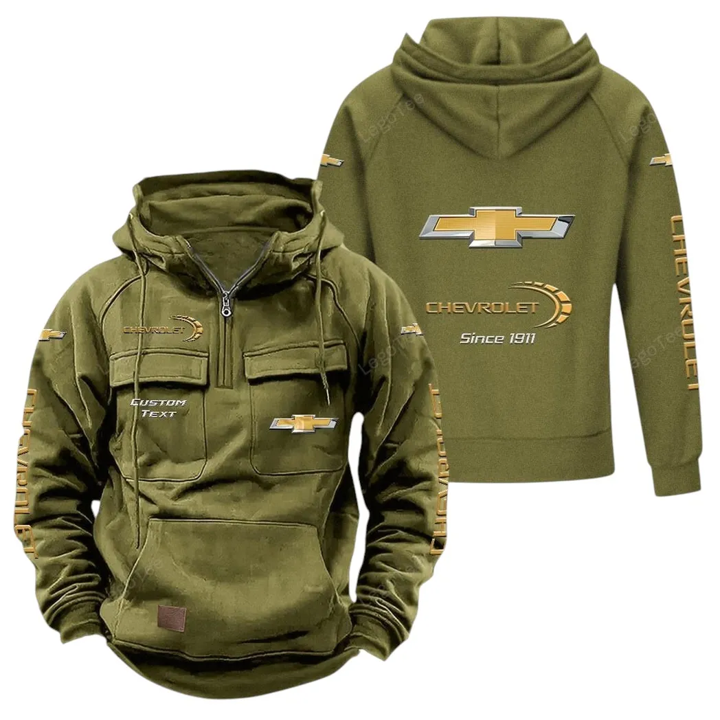 Chevrolet Hoodie Reißverschluss Taktischer, All-Over-Print-Hoodie Chevrolet - Olivgrün CAR96021425680-1
