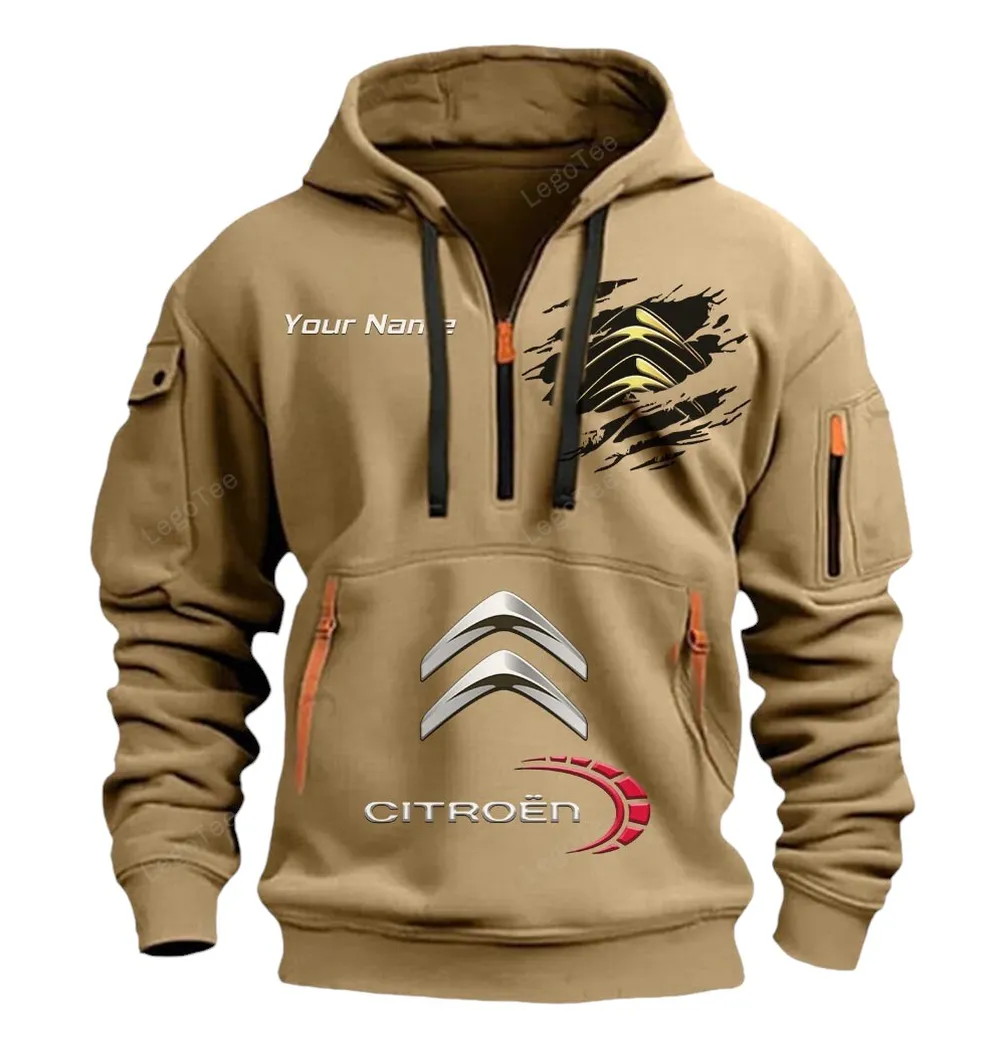 citroen half zip hoodie car113021425815 best gift for him husband boyfriend khaki
