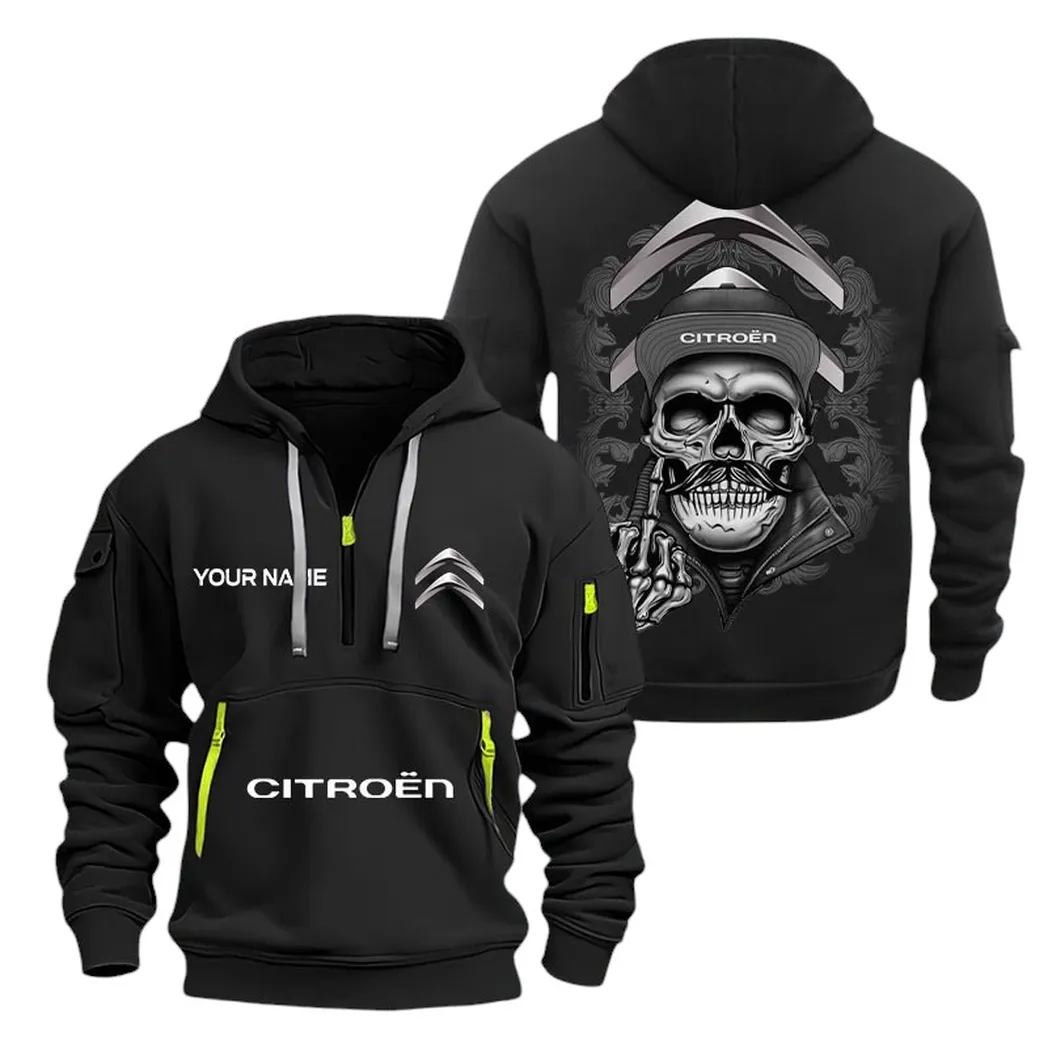 Citroen Half Zip Hoodie For Men, Gift For Citroen Fan CAR166022625128 - Schwarz
