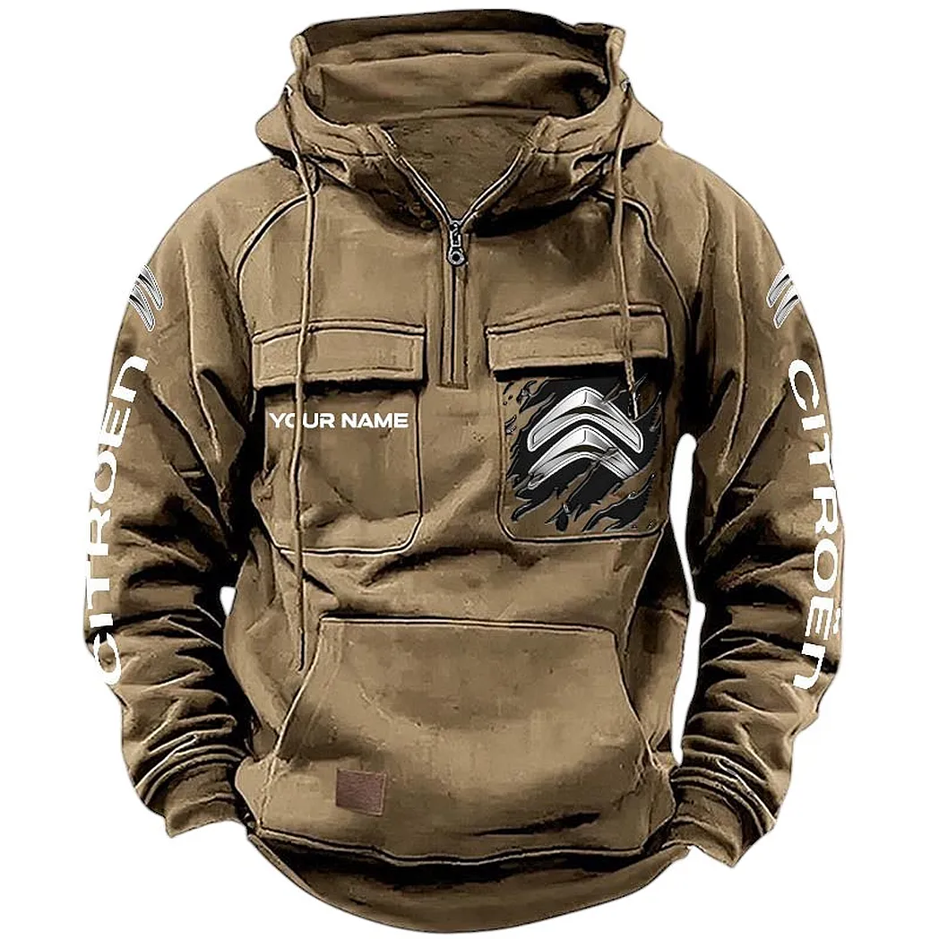 Citroen Hoodie Reißverschluss Taktischer, All-Over-Print-Hoodie Citroen CAR164022425145 - Khaki