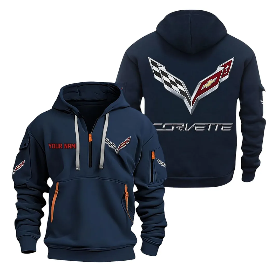 Corvette C7 Half Zip Hoodie For Men, Gift For Corvette C7 Lovers CAR20022125696 - Marineblau