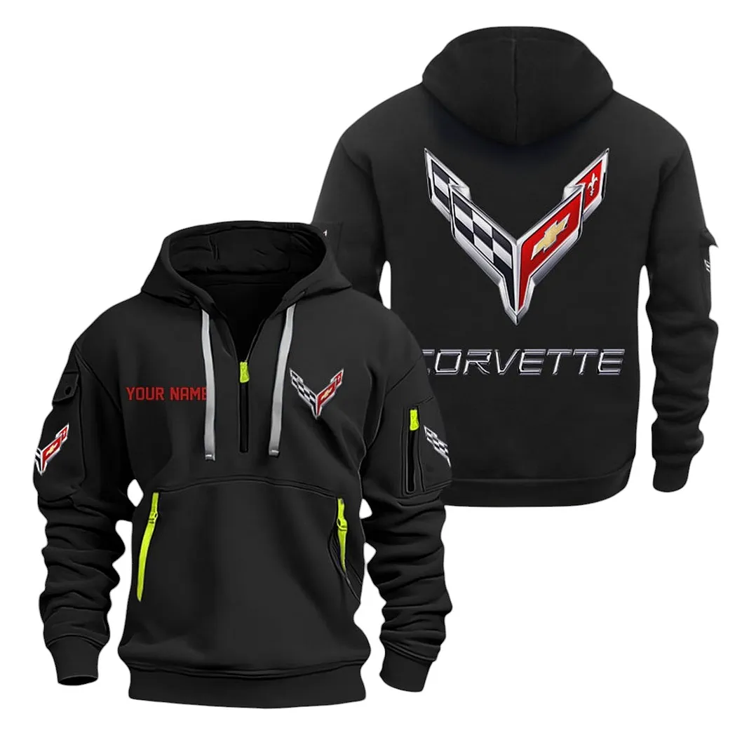 Corvette C8 Half Zip Hoodie For Men, Gift For Corvette C8 Lovers CAR20022125687 - Schwarz