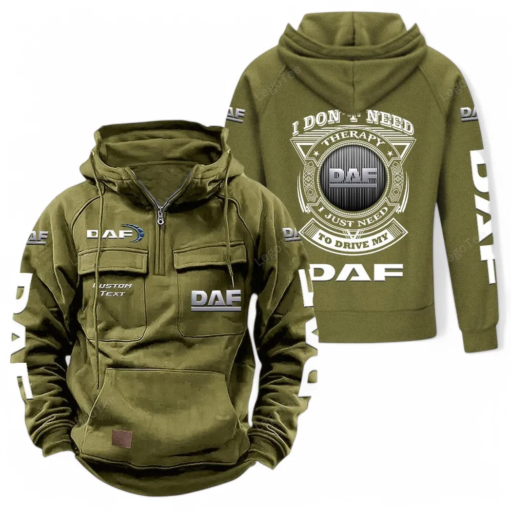 DAF Tactical Quarter Zip Hoodie CAR106021525045 - Olivgrün