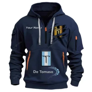 De Tomaso Half Zip Hoodie CAR113021425828, Best Gift for Him, Husband, Boyfriend - Marineblau