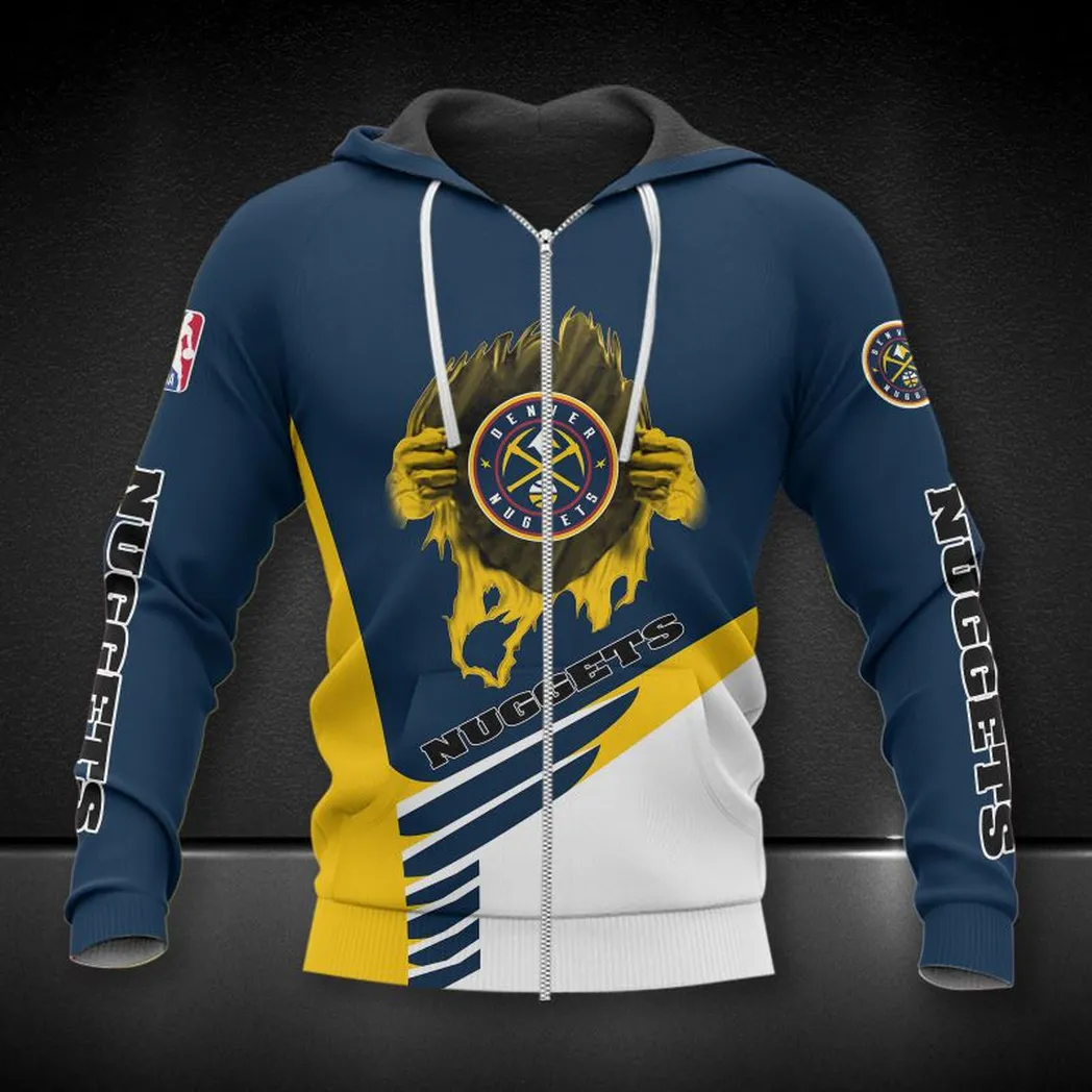 denver nuggets hoodie mit reiverschluss allover druck hoodie geschenk fr fan denver nuggets nba83050225039 76n8q