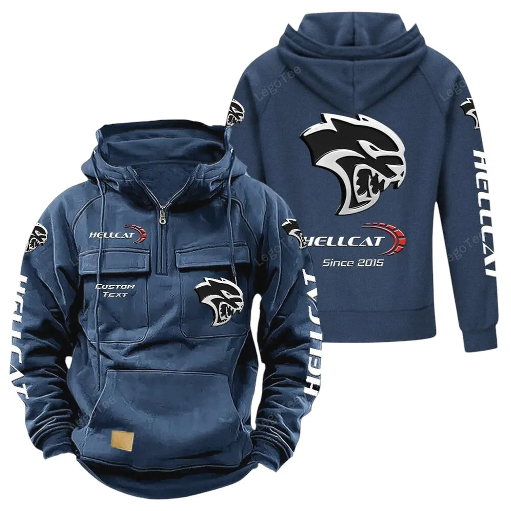 Dodge Challenger Hellcat Hoodie Reißverschluss Taktischer, All-Over-Print-Hoodie Dodge Challenger Hellcat - Dunkelblau CAR96021425723-3