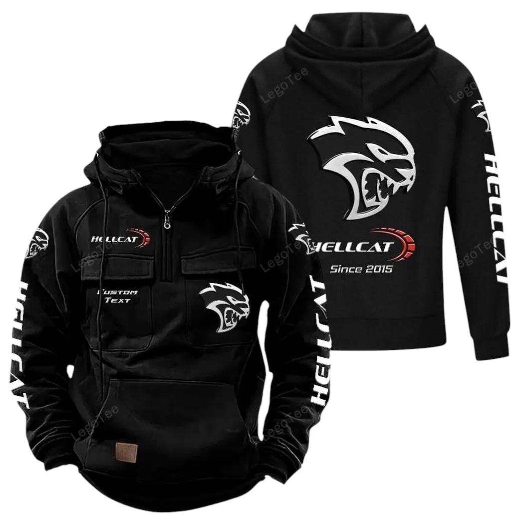 Dodge Challenger Hellcat Hoodie Reißverschluss Taktischer, All-Over-Print-Hoodie Dodge Challenger Hellcat - Schwarz CAR96021425723-2