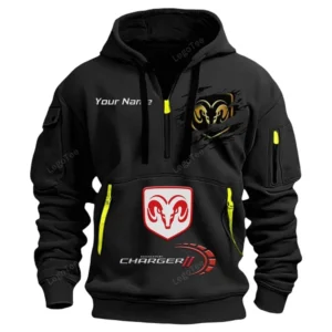 Dodge Charger Half Zip Hoodie CAR113021425810, Best Gift for Him, Husband, Boyfriend - Schwarz