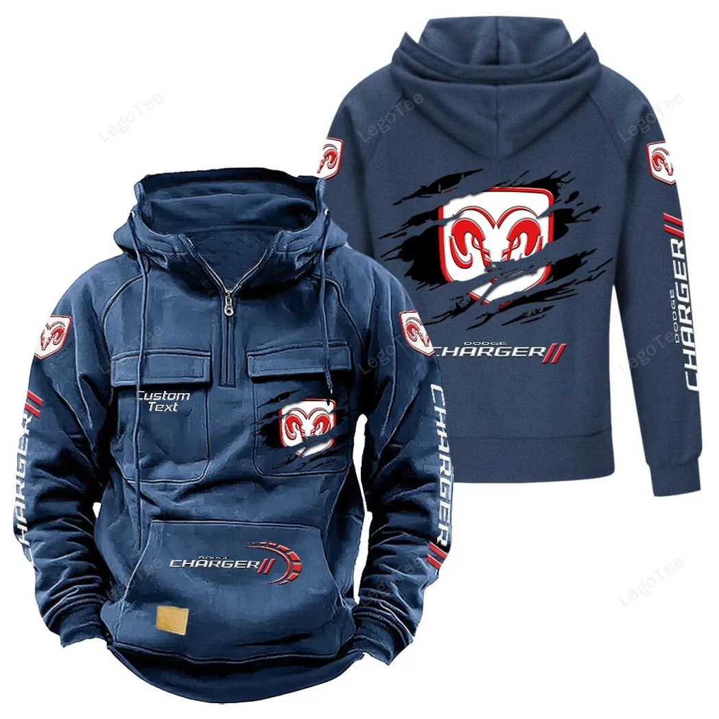 Dodge Charger Hoodie Reißverschluss Taktischer, All-Over-Print-Hoodie Dodge Charger - Dunkelblau CAR122021425059-3