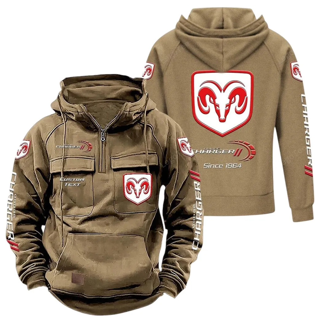Dodge Charger Hoodie Reißverschluss Taktischer, All-Over-Print-Hoodie Dodge Charger - Khaki CAR96021425712-4