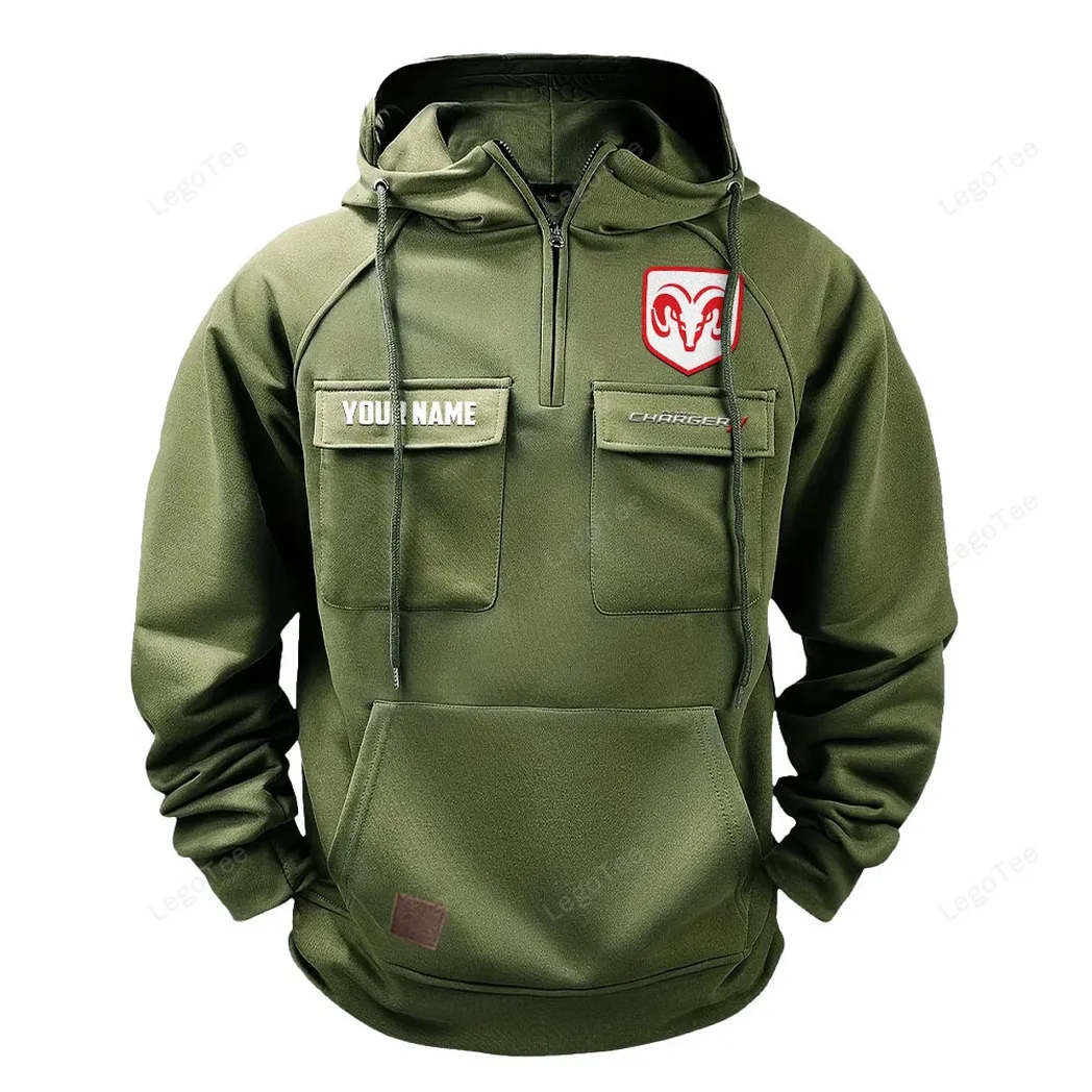 Dodge Charger Hoodie Reißverschluss Taktischer, All-Over-Print-Hoodie Dodge Charger - Olivgrün CAR109021425392-1