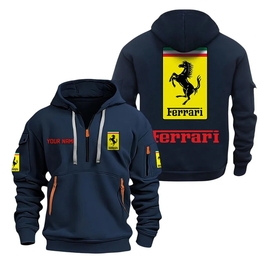 Ferrari Half Zip Hoodie For Men, Gift For Ferrari Lovers CAR20022125671 - Marineblau