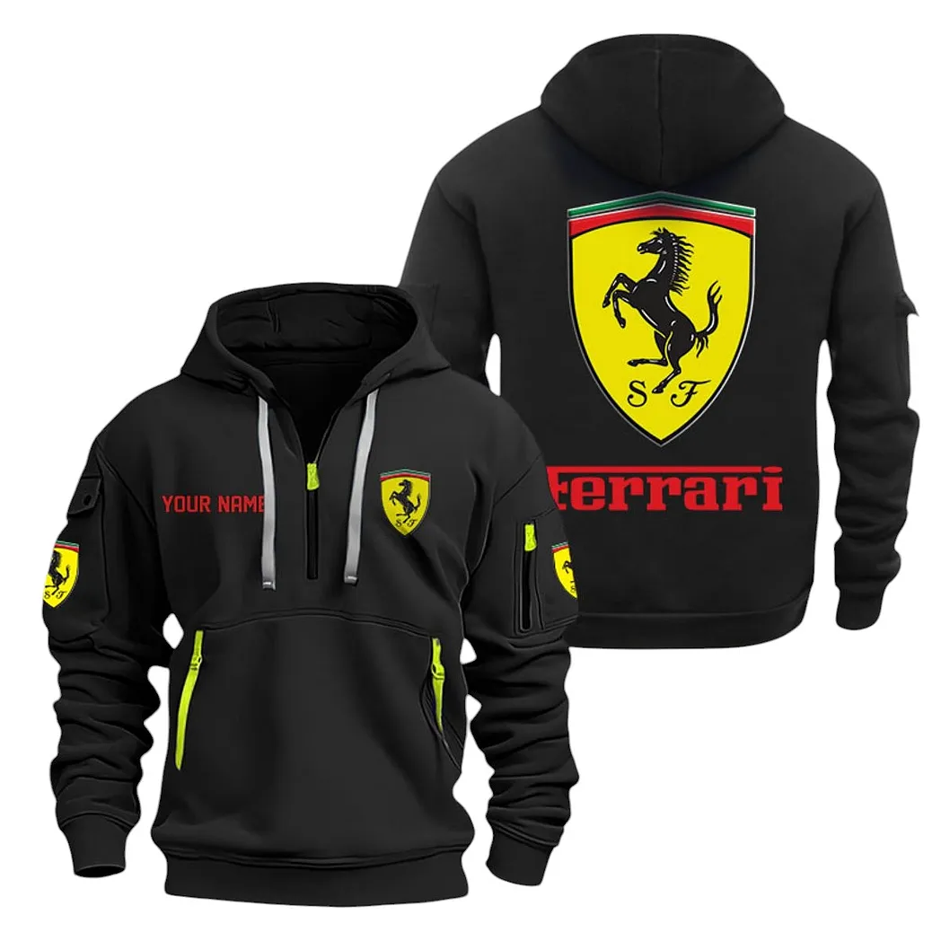 Ferrari Half Zip Hoodie For Men, Gift For Ferrari Lovers CAR20022125692 - Schwarz