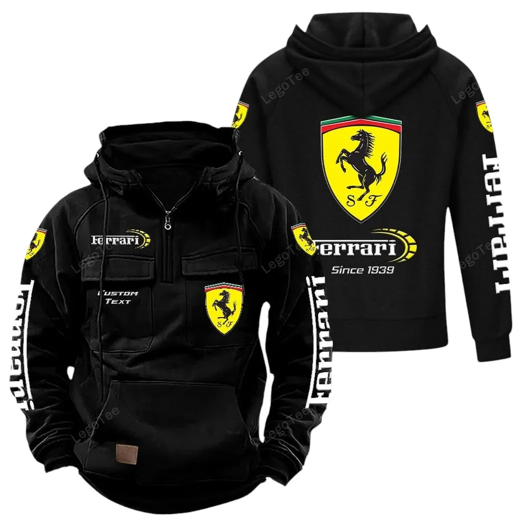 Ferrari Hoodie Reißverschluss Taktischer, All-Over-Print-Hoodie Ferrari - Schwarz CAR96021425683-2