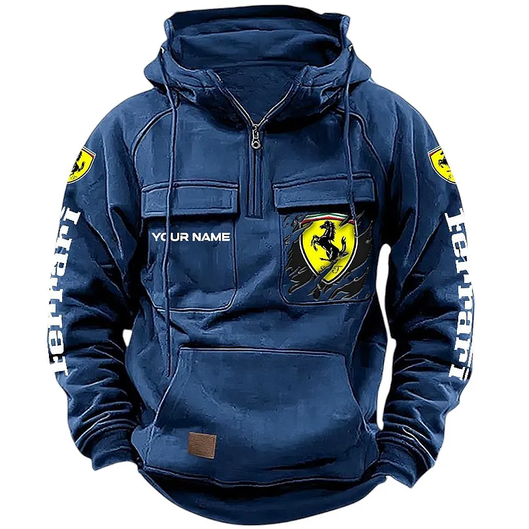 Ferrari Hoodie Reißverschluss Taktischer, All-Over-Print-Hoodie Ferrari CAR164022425143 - Dunkelblau