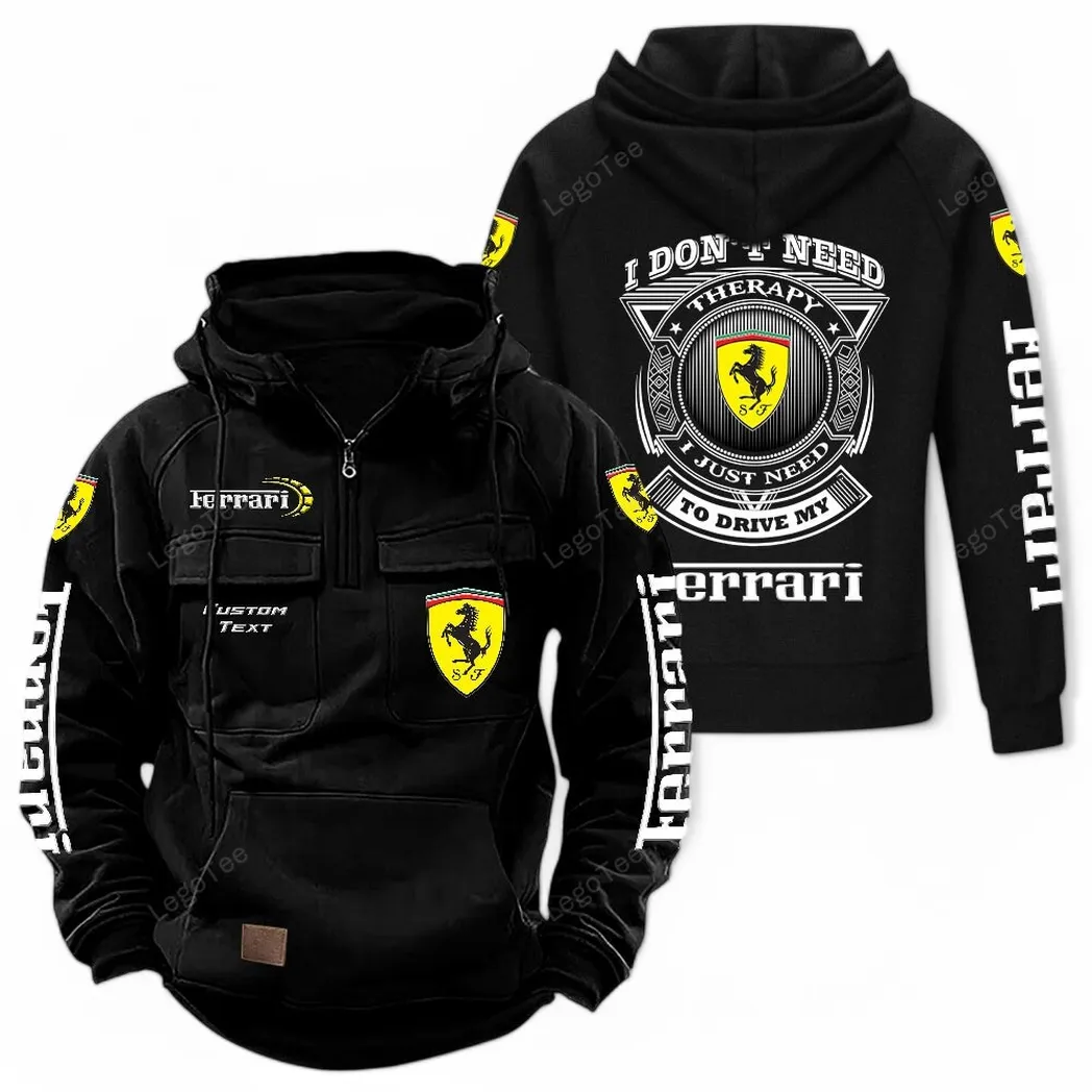 Ferrari Tactical Quarter Zip Hoodie CAR106021525026 - Schwarz