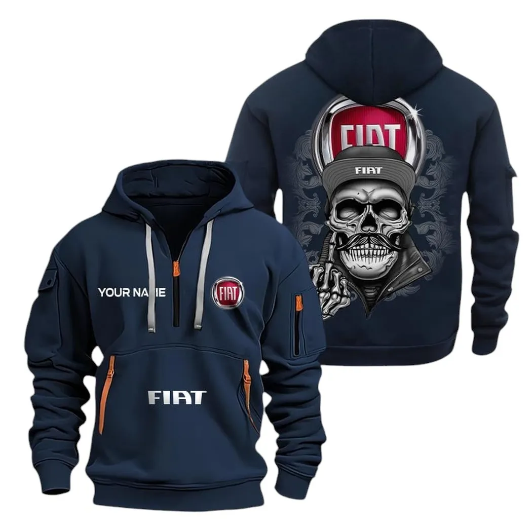 fiat half zip hoodie for men gift for fiat fan car166022625135 marineblau 8smbj