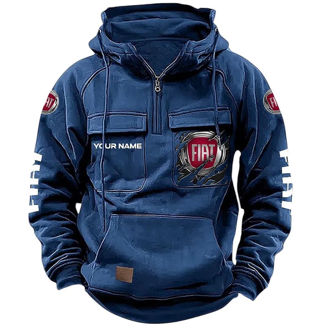 Fiat Hoodie Reißverschluss Taktischer, All-Over-Print-Hoodie Fiat CAR164022425136 - Dunkelblau
