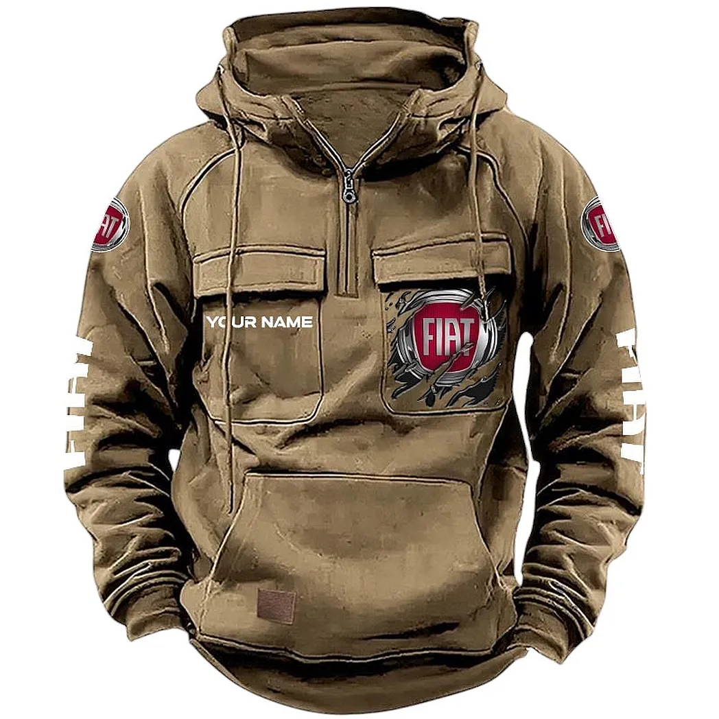 Fiat Hoodie Reißverschluss Taktischer, All-Over-Print-Hoodie Fiat CAR164022425136 - Khaki