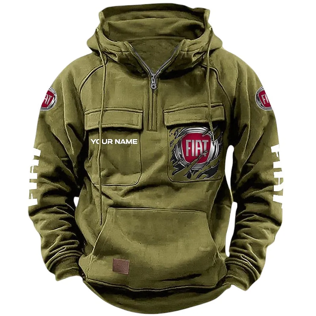 Fiat Hoodie Reißverschluss Taktischer, All-Over-Print-Hoodie Fiat CAR164022425136 - Olivgrün