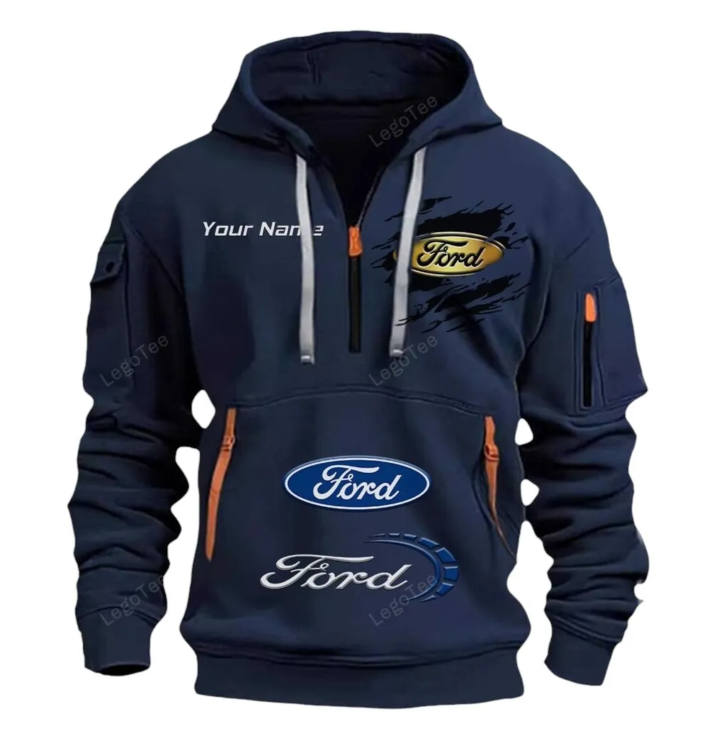 ford half zip hoodie car113021425778 best gift for him husband boyfriend marineblau
