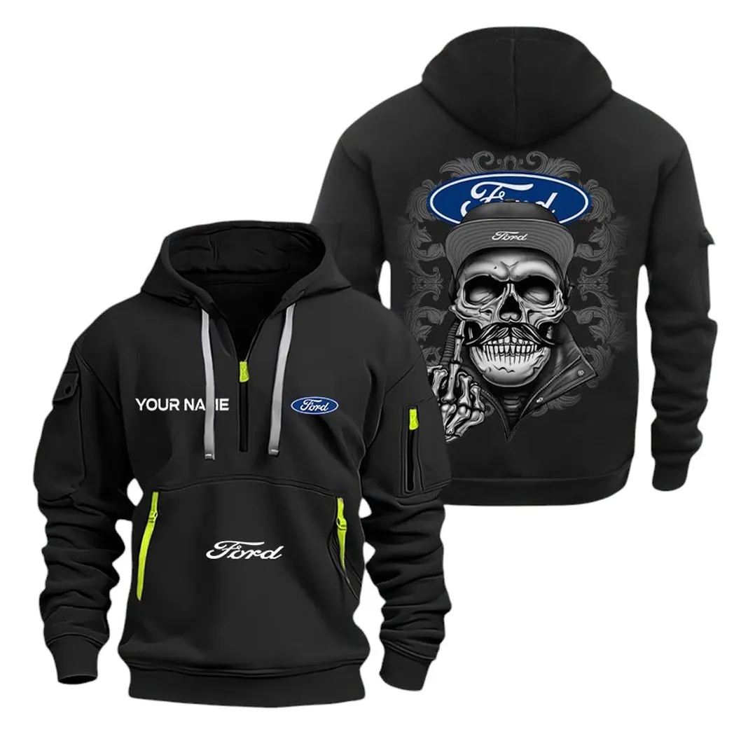 Ford Half Zip Hoodie For Men, Gift For Ford Fan CAR166022625138 - Schwarz