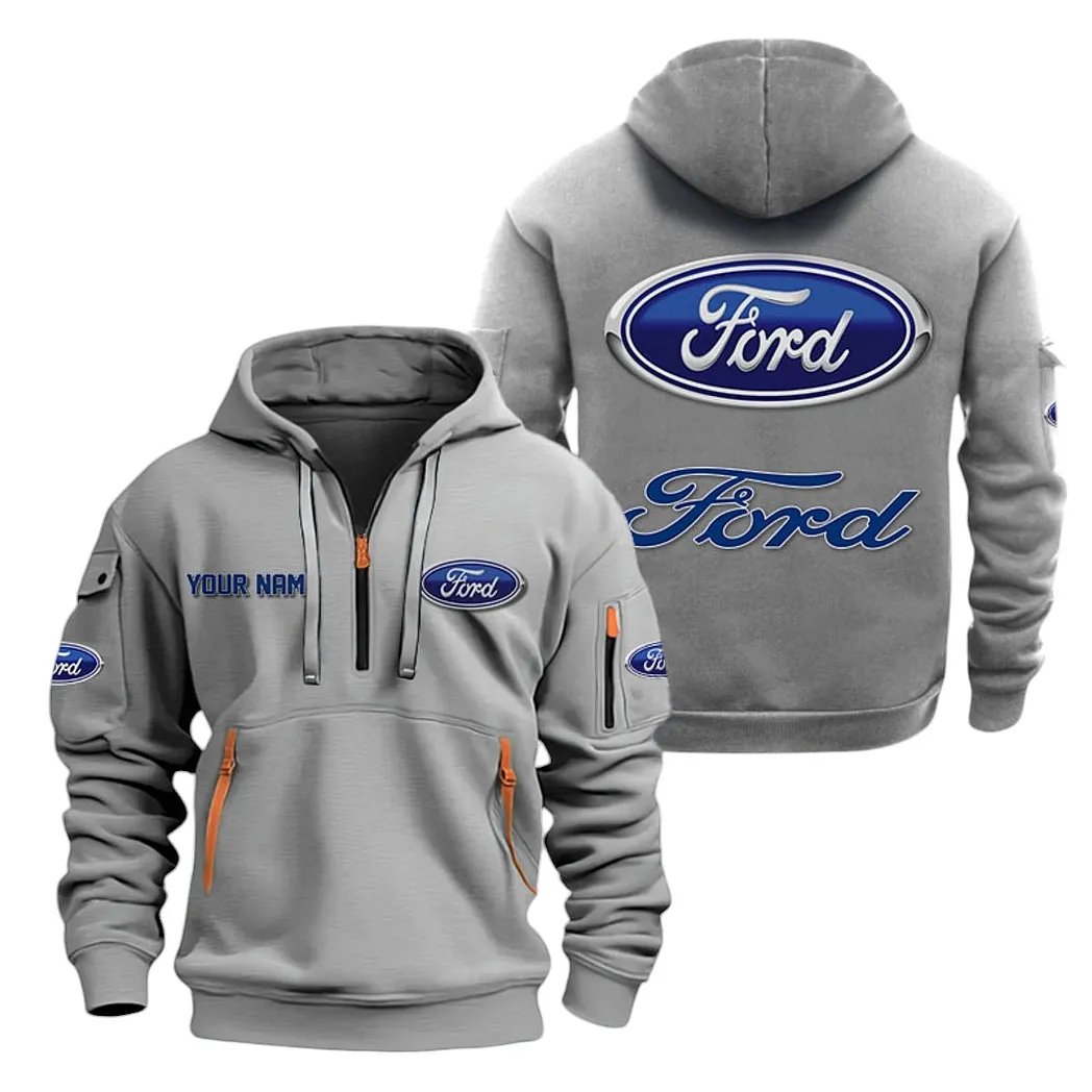 Ford Half Zip Hoodie For Men, Gift For Ford Lovers CAR20022125670 - Grau