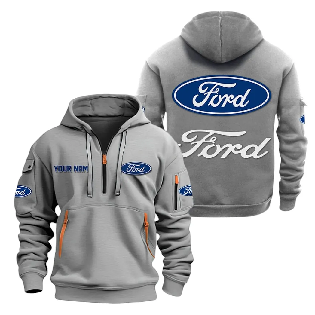 Ford Half Zip Hoodie For Men, Gift For Ford Lovers CAR20022125673 - Grau