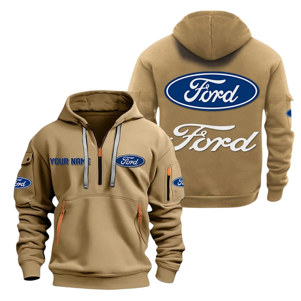 ford half zip hoodie for men gift for ford lovers car20022125673 khaki fujim