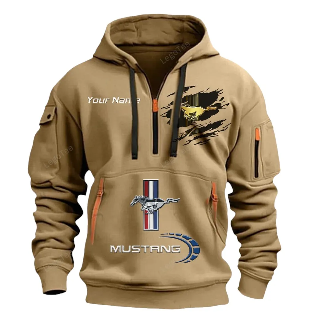 ford mustang half zip hoodie car113021425856 best gift for him husband boyfriend khaki 8q0je