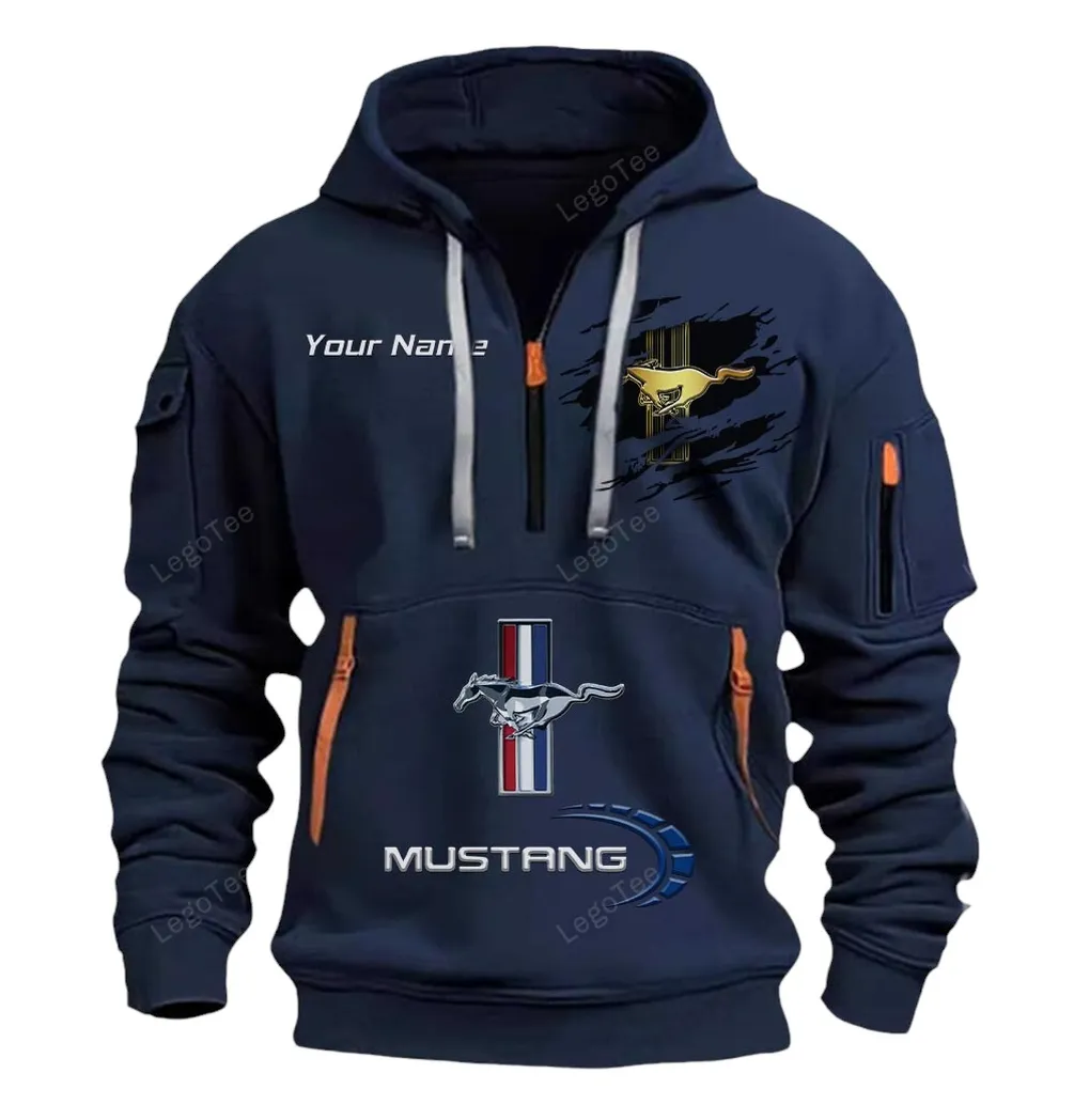ford mustang half zip hoodie car113021425856 best gift for him husband boyfriend marineblau cvve5