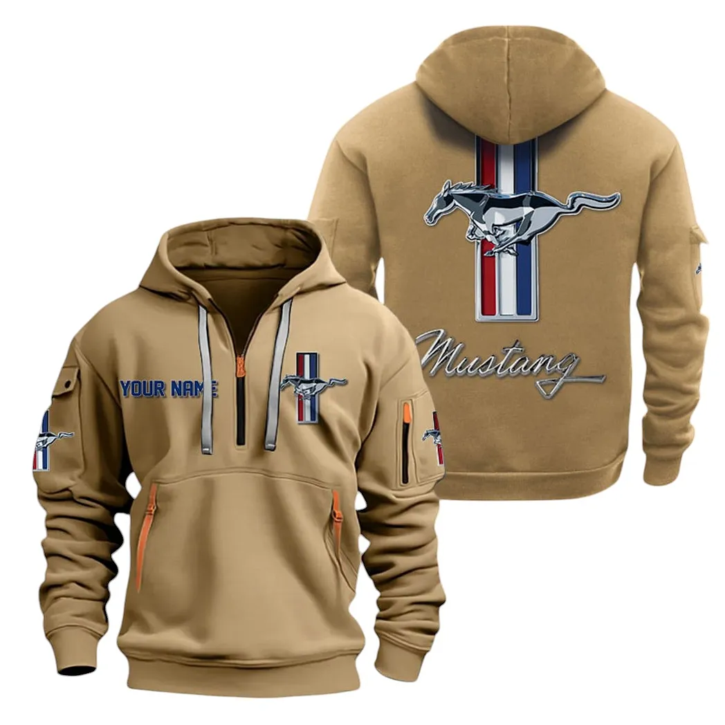 ford mustang half zip hoodie for men gift for ford mustang lovers car20022125708 khaki y9qyw