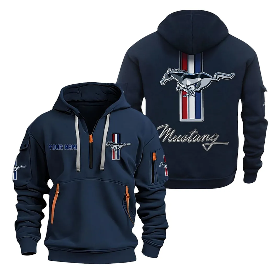 Ford Mustang Half Zip Hoodie For Men, Gift For Ford Mustang Lovers CAR20022125708 - Marineblau
