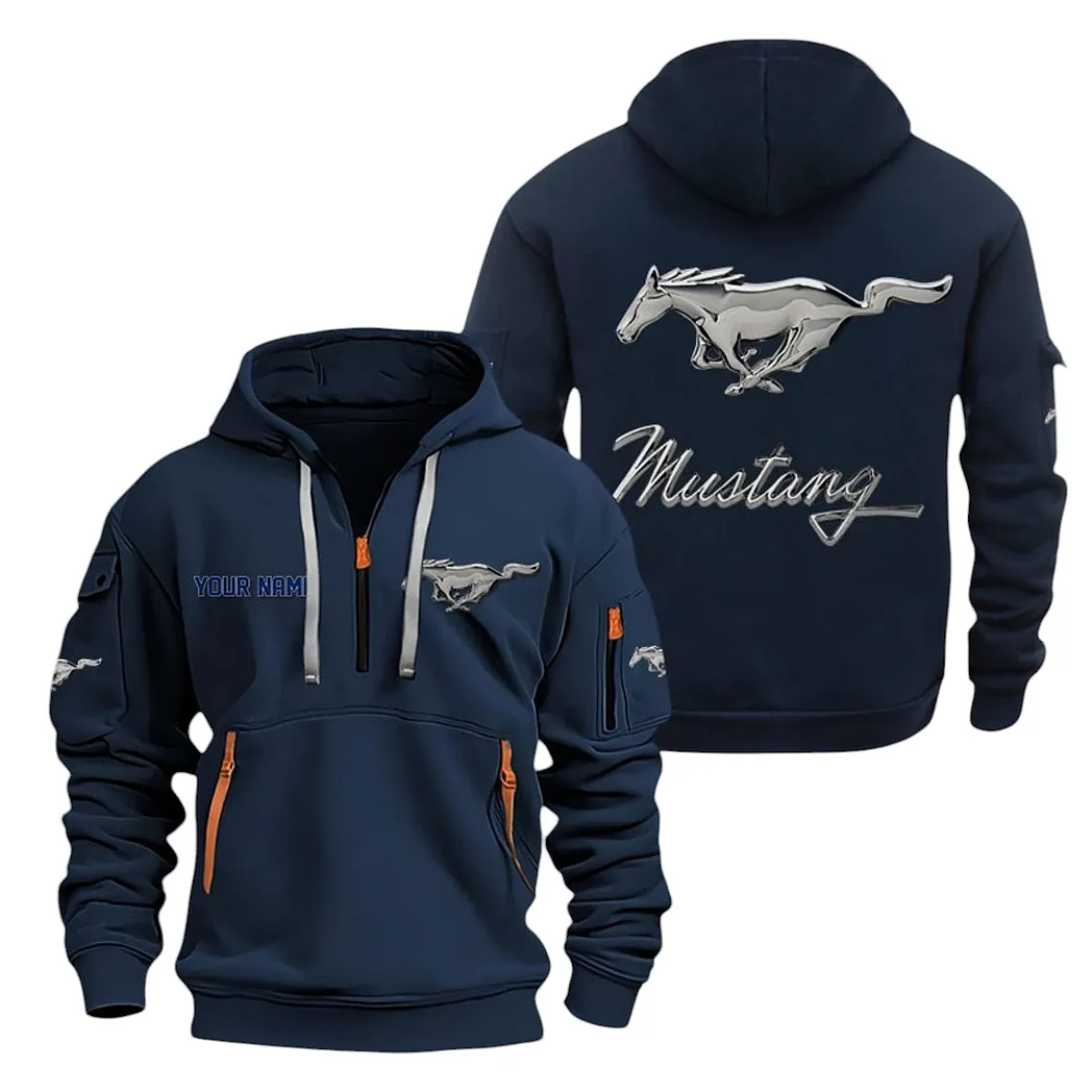 Ford Mustang Half Zip Hoodie For Men, Gift For Ford Mustang Lovers CAR20022125711 - Marineblau