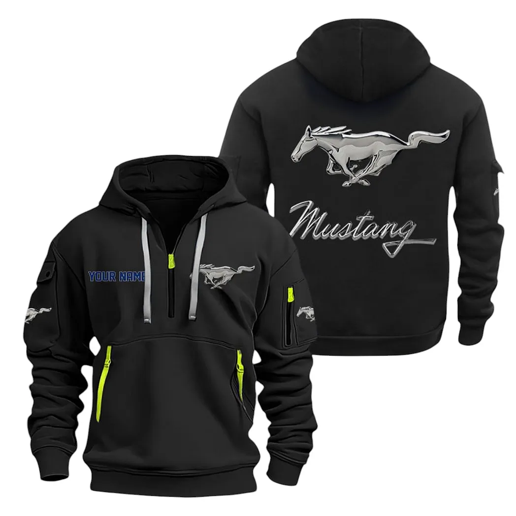 Ford Mustang Half Zip Hoodie For Men, Gift For Ford Mustang Lovers CAR20022125711 - Schwarz