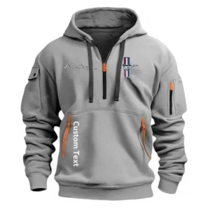 Ford Mustang Half Zip Hoodie For Men, Gift For Him, Husband, Boyfriend - Grau CAR112021425560-2