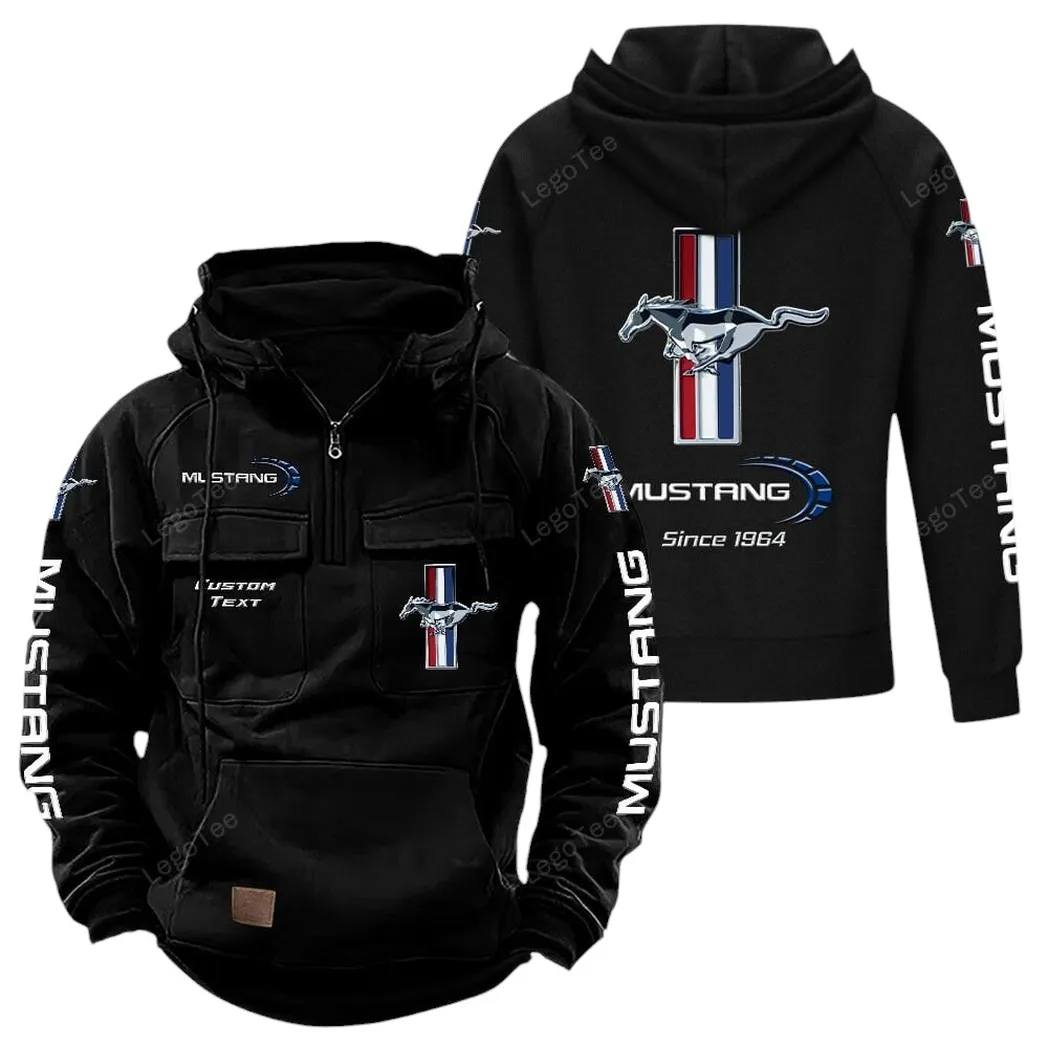 Ford Mustang Hoodie Reißverschluss Taktischer, All-Over-Print-Hoodie Ford Mustang - Schwarz CAR96021425678-2
