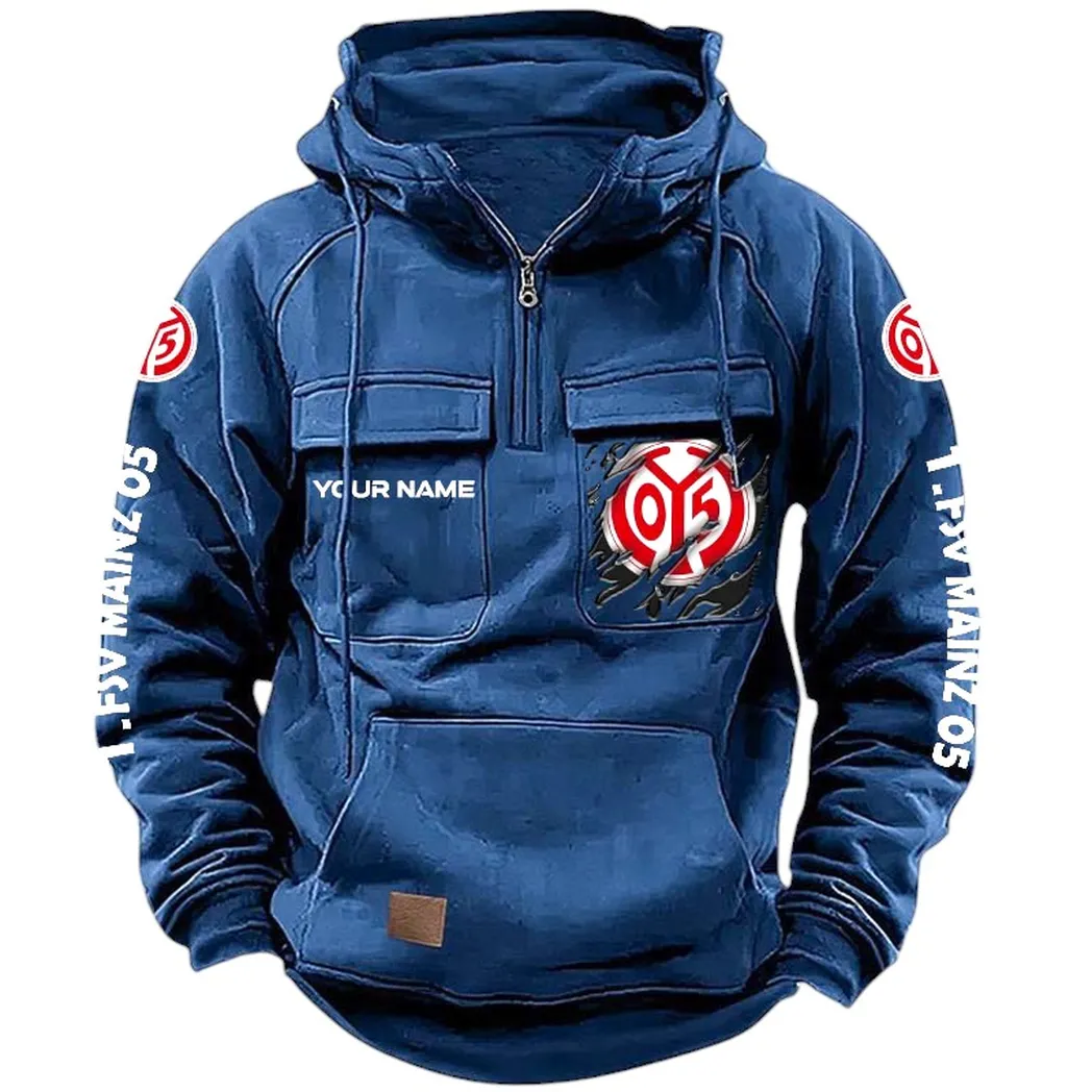 fsv mainz 05 hoodie taktischer all over print taktik hoodie mit viertelreiverschluss dunkelblau spo1616011 3 byqt3