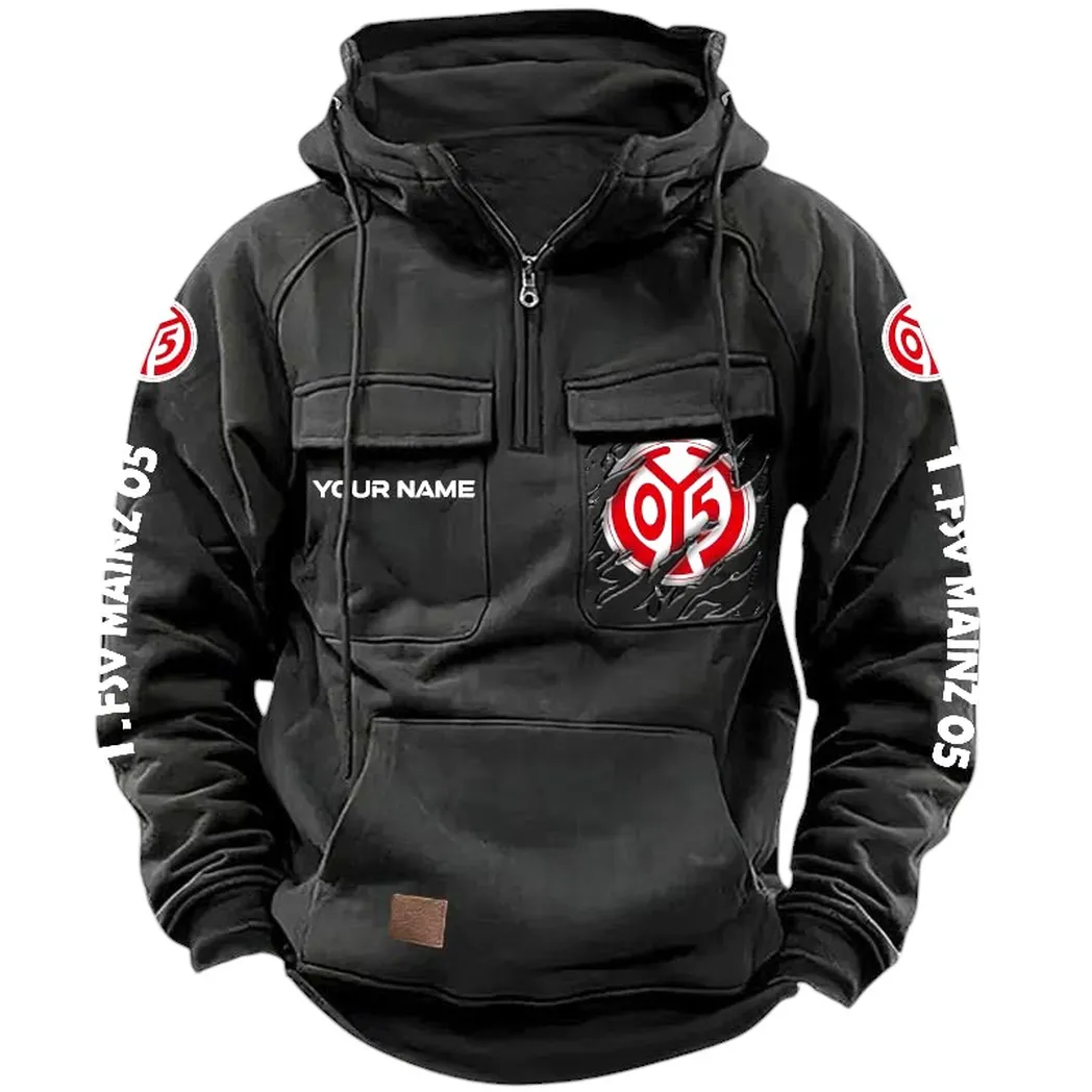 FSV Mainz 05 Hoodie Taktischer, All-Over-Print-Taktik-Hoodie mit Viertelreißverschluss - Schwarz SPO1616011-2