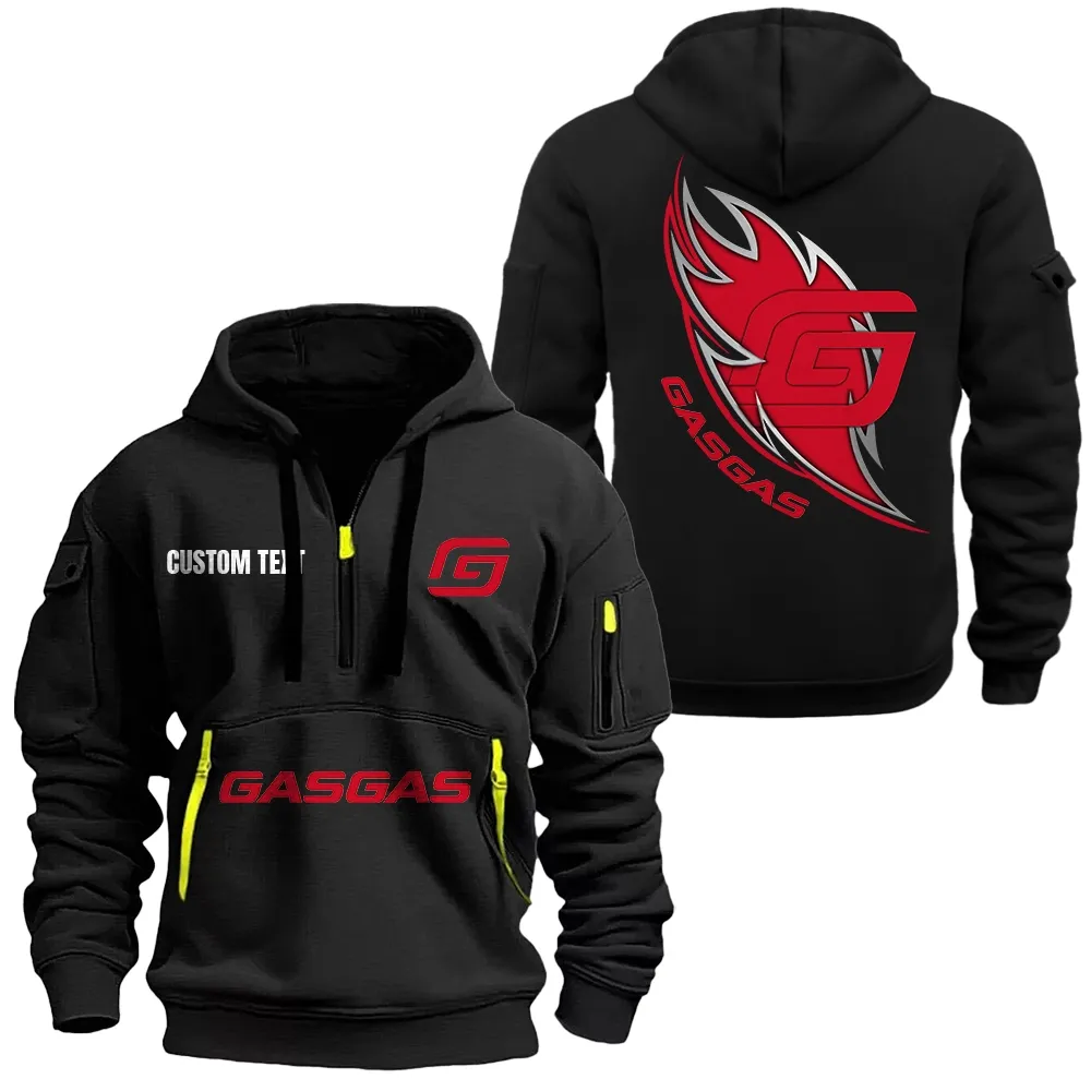 Gas Gas Hoodie Reißverschluss CAR1701112087, CAR Kapuzenpullover mit Allover-Druck - Schwarz
